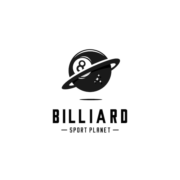 Vector el logotipo del billar del planeta, el vector del billar de ocho bolas.