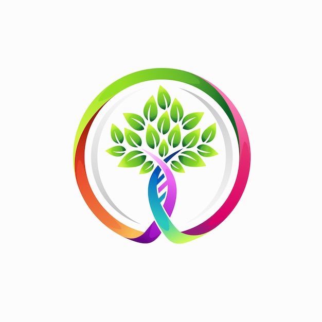 Logotipo de biotecnología con concepto de árbol