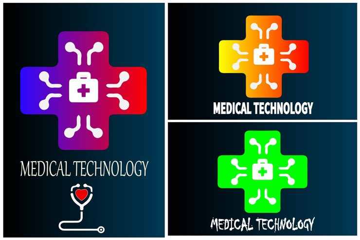 Logotipo de biotecnología de salud médica con átomo de ADN de molécula Vector de diseño de logotipo médico o científico