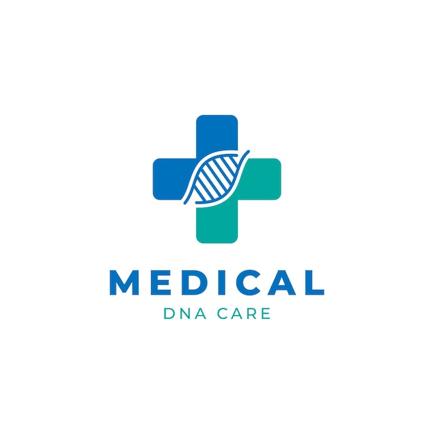 Logotipo de biotecnología de salud médica con átomo de adn de molécula vector de diseño de logotipo médico o científico