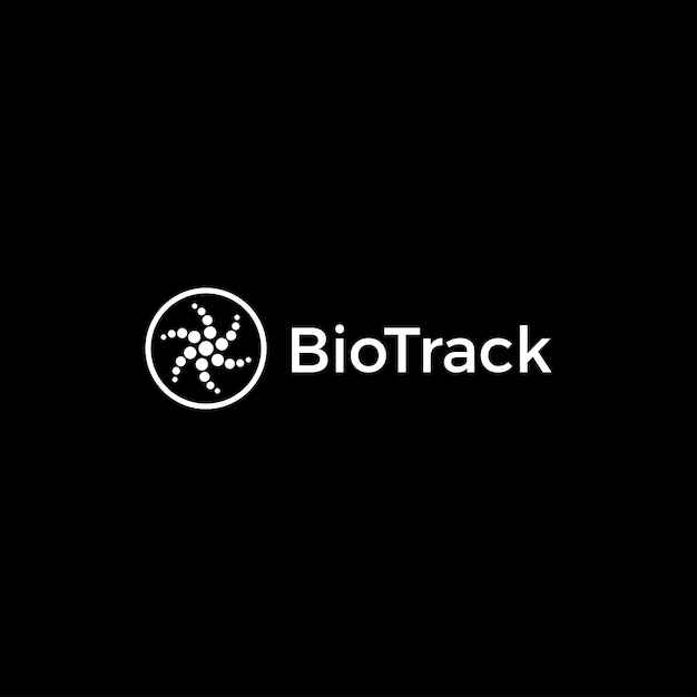 El logotipo de biotrack es simple, elegante y abstracto.