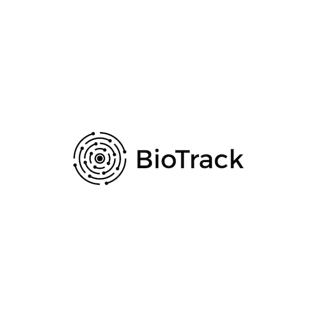 El logotipo de biotrack es simple, elegante y abstracto.