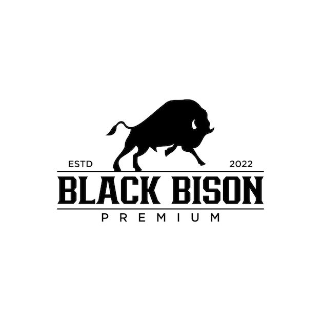 Logotipo de bisonte negro vintage