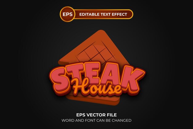 Logotipo de bistec con efecto de texto editable