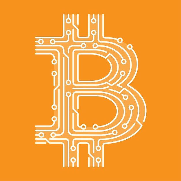 El logotipo de Bitcoin que representa el dinero electrónico y el comercio de criptomonedas