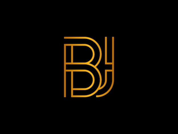 Logotipo de Bj con líneas naranjas sobre un fondo negro