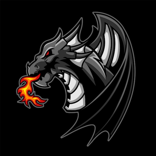 Vector logotipo de black dragon esport gaming premium