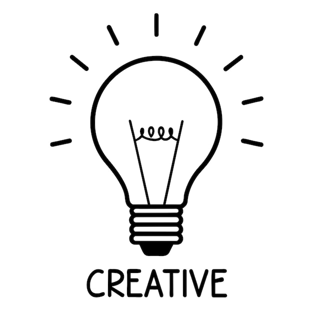 un logotipo blanco con una bombilla que dice creativo