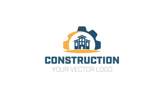 un logotipo blanco para la construcción con una casa en el frente