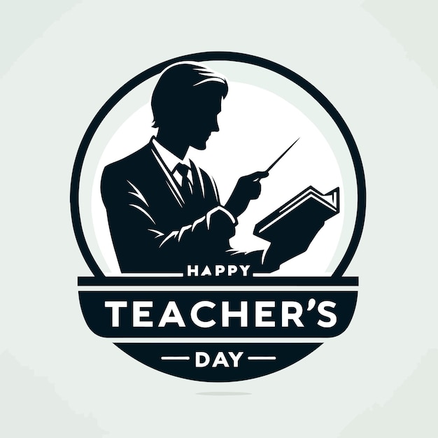 Un logotipo blanco para el día de los maestros se muestra sobre un fondo blanco