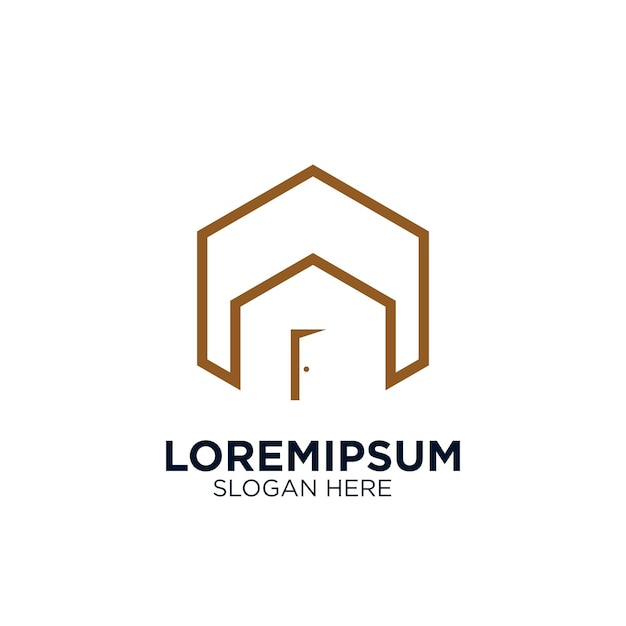 un logotipo blanco con un diseño marrón y dorado en él logotipo de la casa