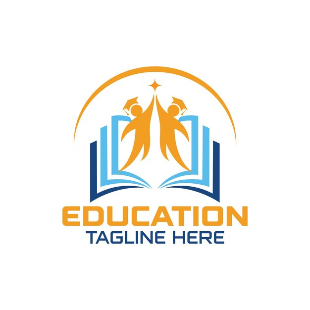 un logotipo blanco para la educación con una imagen de un horizonte de la ciudad