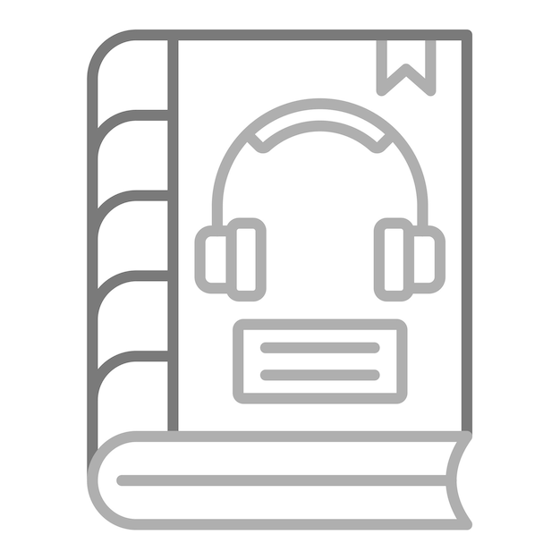 un logotipo blanco y gris con auriculares en él