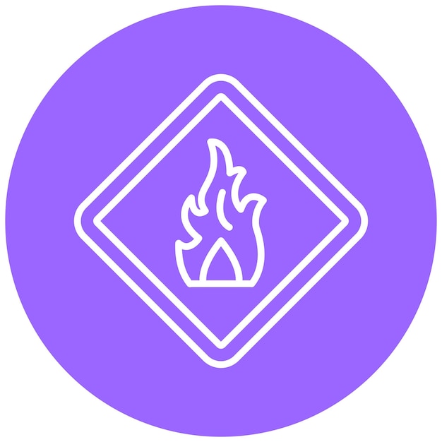 un logotipo blanco con una imagen de un fuego en él