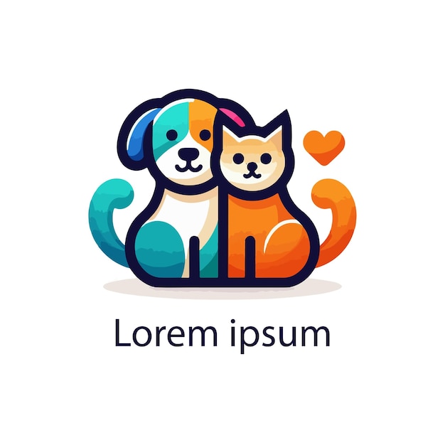 un logotipo blanco con una imagen de un gato y un gato