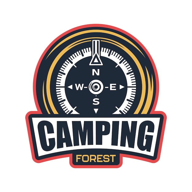 un logotipo en blanco y negro para acampar en el bosque