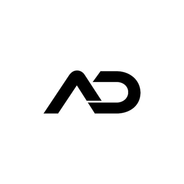un logotipo en blanco y negro con AD