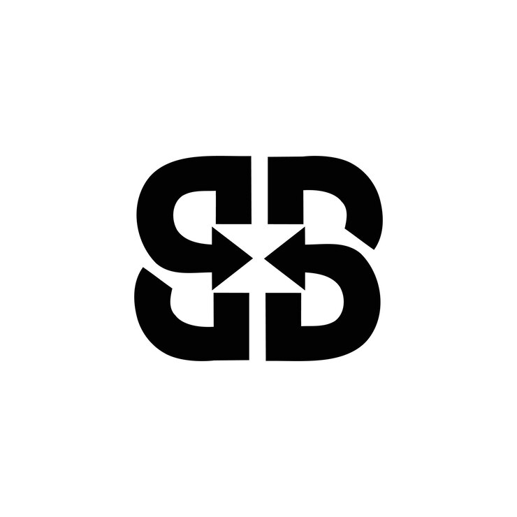 El logotipo en blanco y negro BB