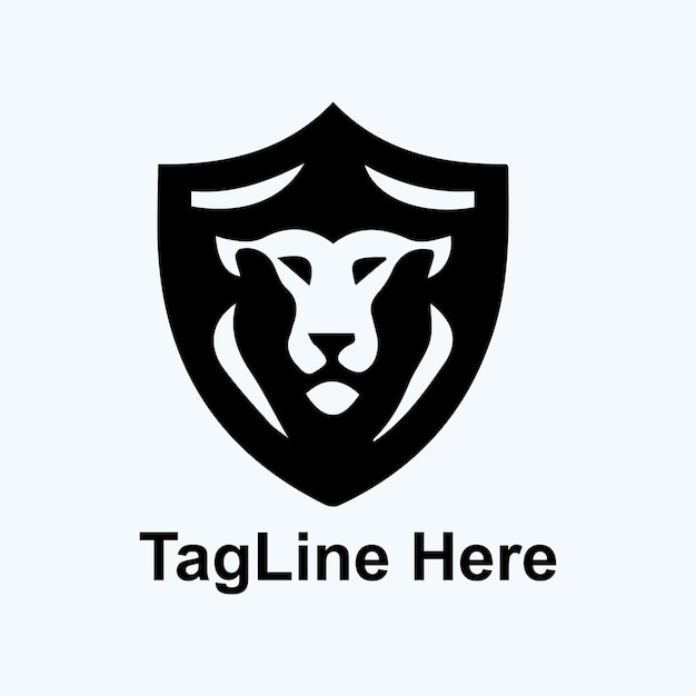 un logotipo en blanco y negro para una cabeza de león