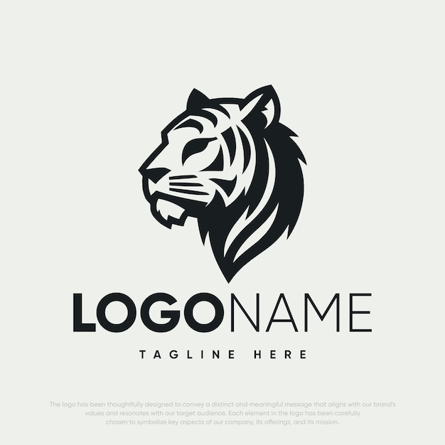 un logotipo en blanco y negro para una cabeza de león