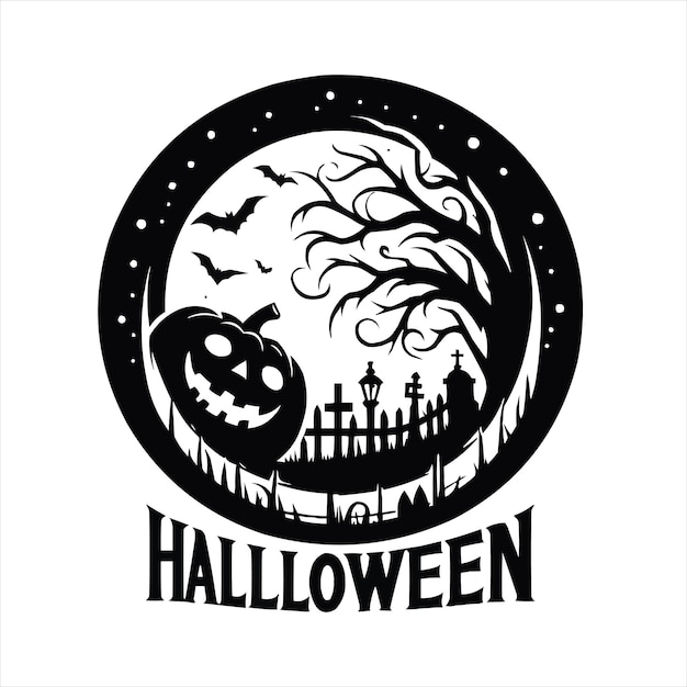 un logotipo en blanco y negro con una calabaza en él