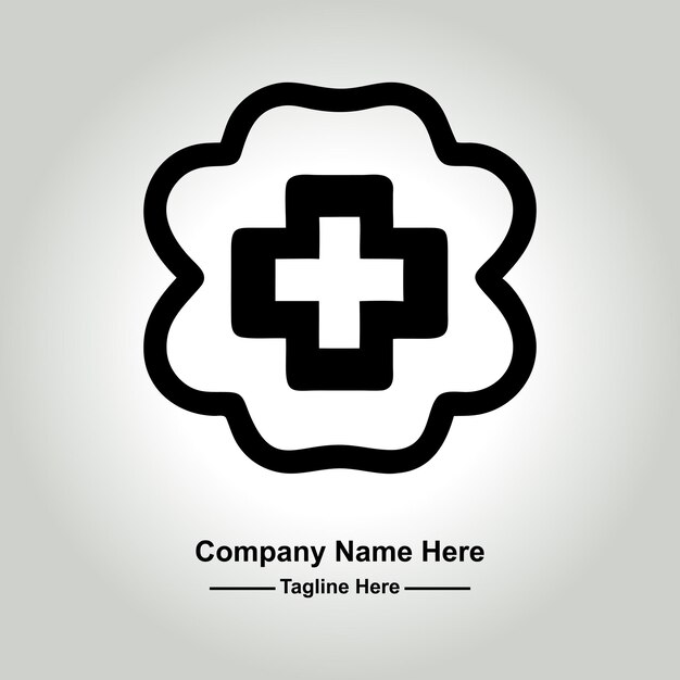un logotipo en blanco y negro con una cruz blanca en él