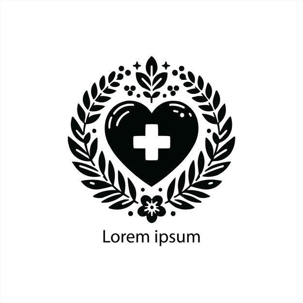 un logotipo en blanco y negro con una cruz y una cruz en el medio
