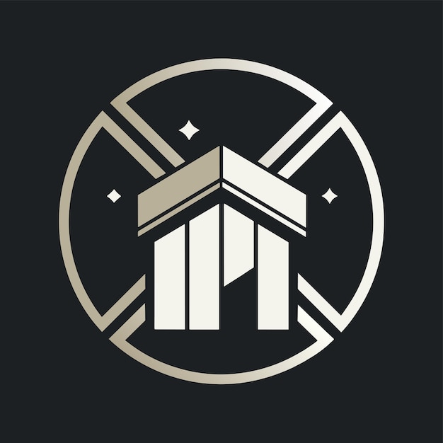 Un logotipo en blanco y negro con un edificio prominente en el centro que simboliza un mercado digital Una representación digital de las tendencias y patrones del mercado