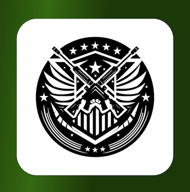 un logotipo blanco y negro con un escudo y una cruz en él