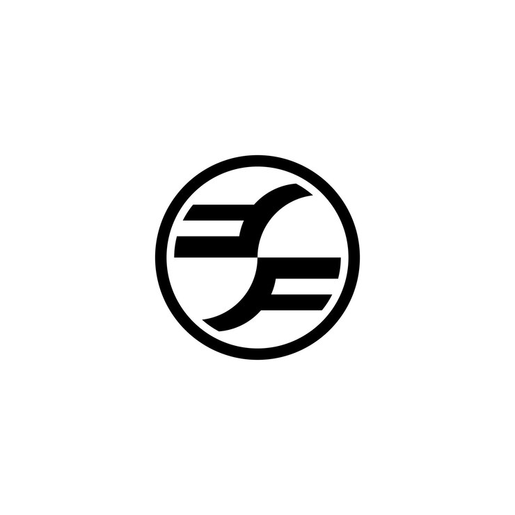 un logotipo en blanco y negro con FF