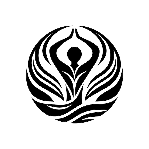 un logotipo en blanco y negro con una figura blanca en el medio