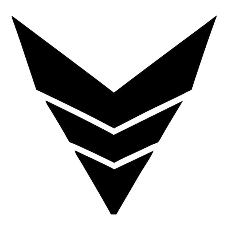 Vector un logotipo en blanco y negro con una flecha blanca en él