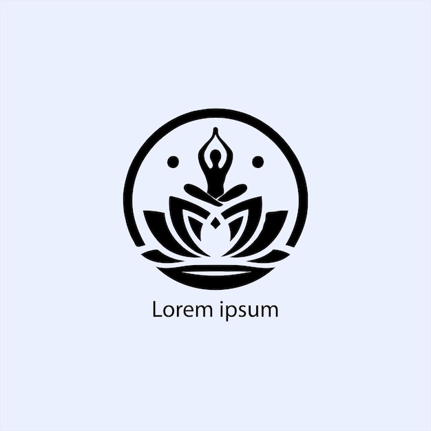 un logotipo en blanco y negro con una flor de loto en el medio