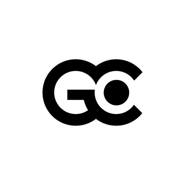 un logotipo en blanco y negro con GCO