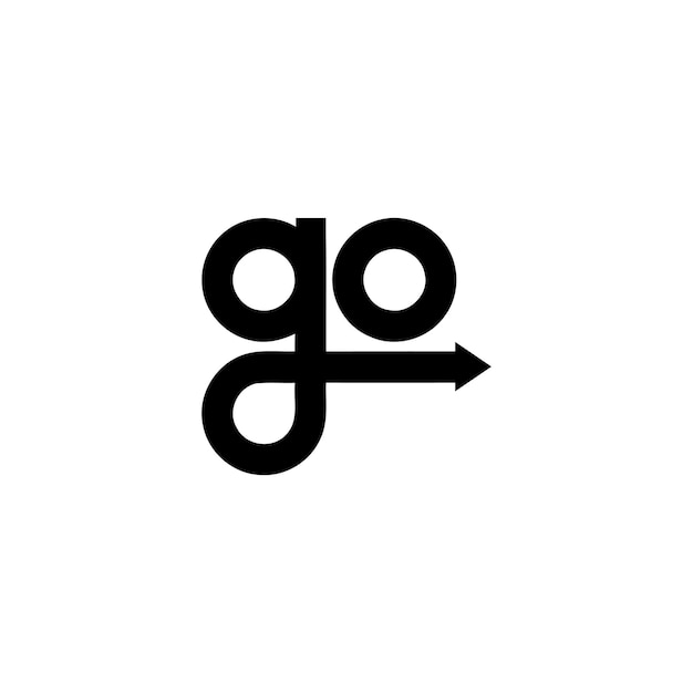 un logotipo en blanco y negro con GO