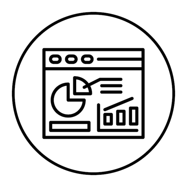 un logotipo en blanco y negro con un gráfico de una página web y un diagrama con un diseño en él