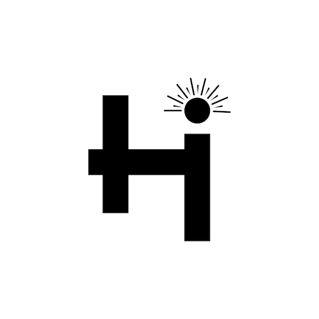 un logotipo en blanco y negro con una HI en él