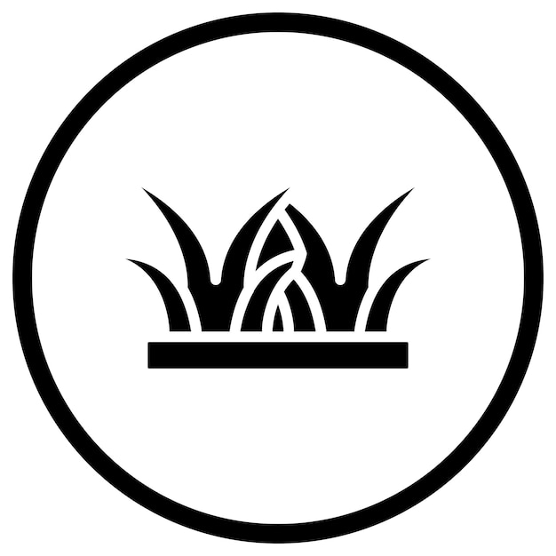 un logotipo blanco y negro con hierba en el medio