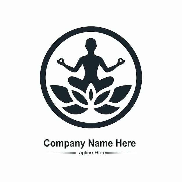 un logotipo en blanco y negro con un hombre en un círculo que dice compañía aquí