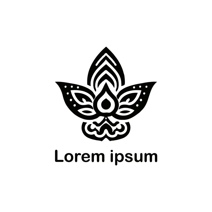 un logotipo en blanco y negro con una imagen de una flor