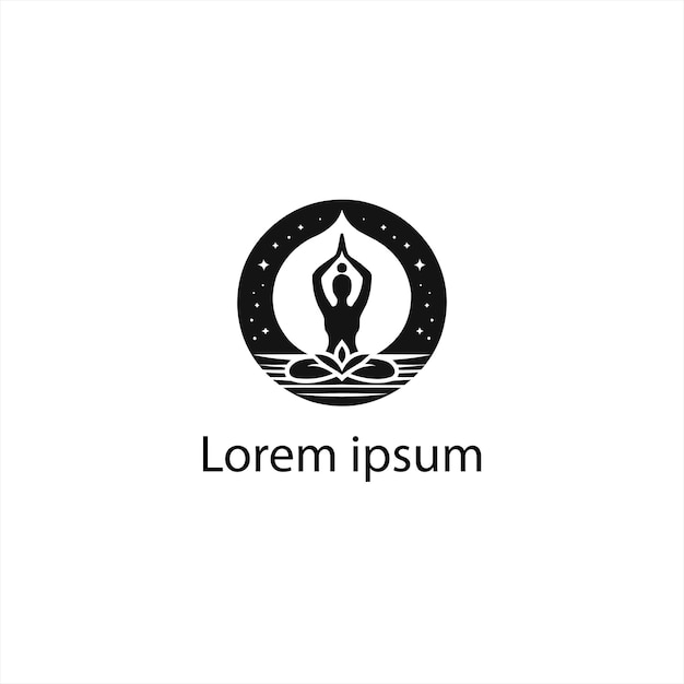 un logotipo en blanco y negro con una imagen de una persona en un círculo
