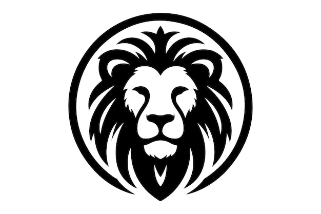un logotipo blanco y negro de un león con una melena blanca