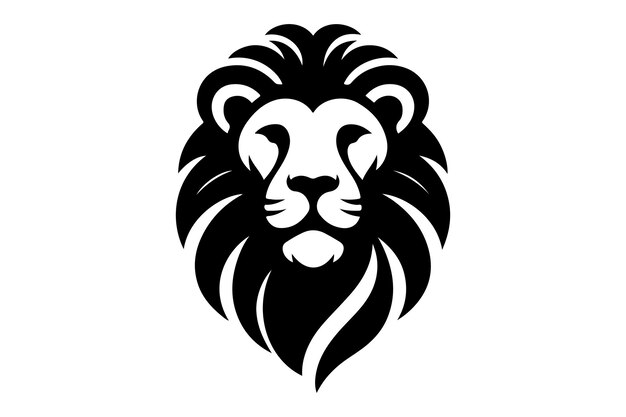 un logotipo blanco y negro de un león con una melena en él