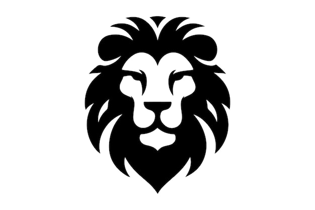 un logotipo blanco y negro de un león con una melena