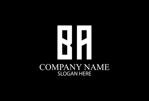 Un logotipo en blanco y negro con la letra ba en él BA Monogram Logo Design Company Logo Design