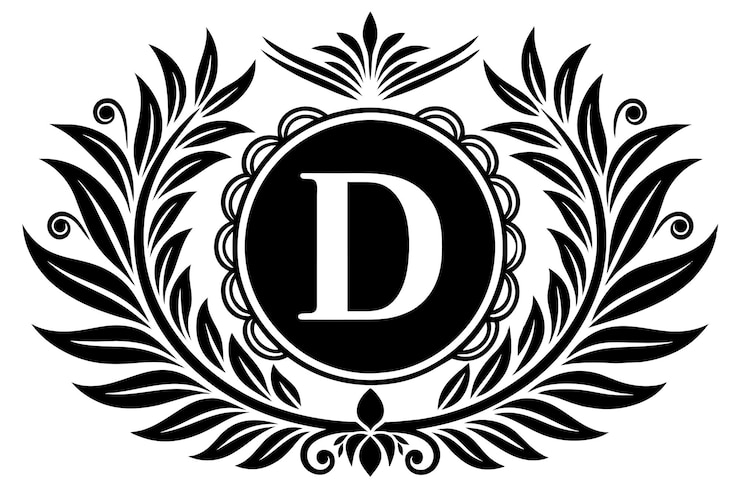Vector un logotipo en blanco y negro con una letra d en el centro