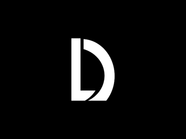 Logotipo en blanco y negro con la letra d