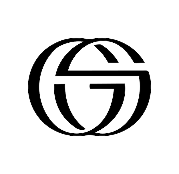 un logotipo en blanco y negro con la letra g