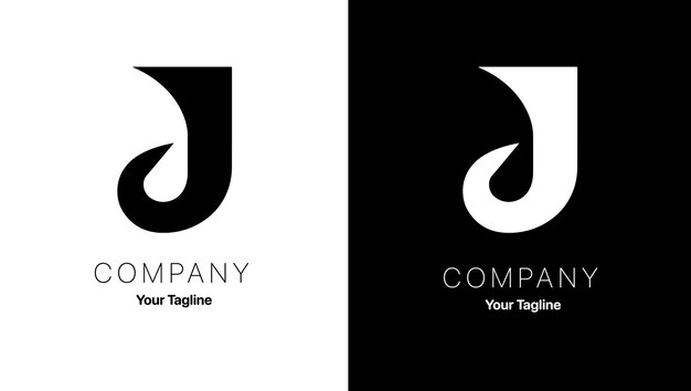 Logotipo en blanco y negro de la letra J para la empresa con el eslogan