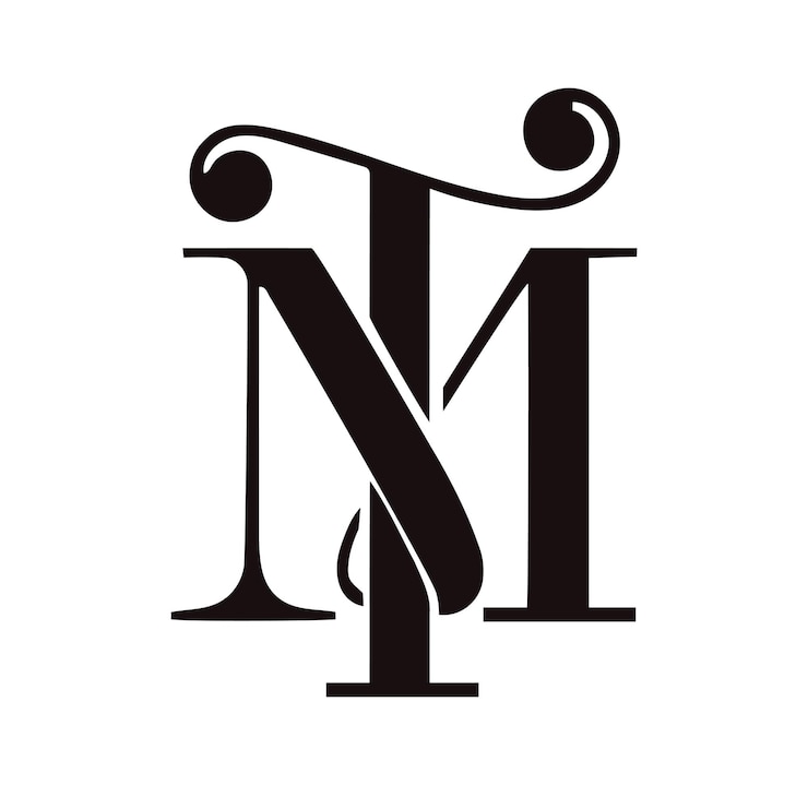 Vector un logotipo en blanco y negro con la letra m